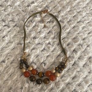 Chic Beaded Necklace with Gold and Brown Accents